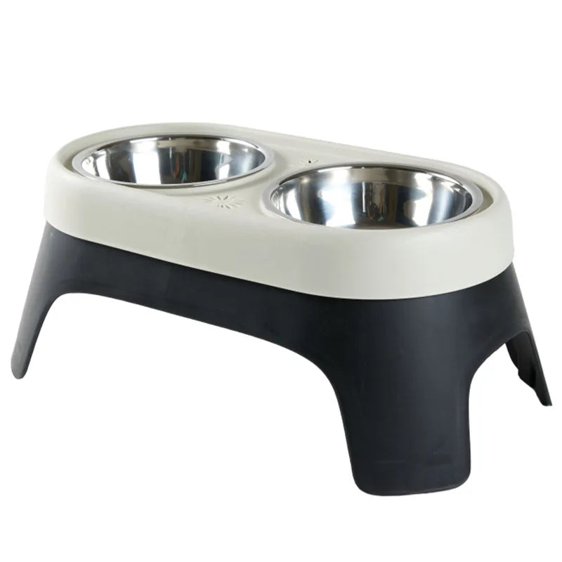 Stainless steel anti-fall elevated feeder with raised bowl for dogs and cats