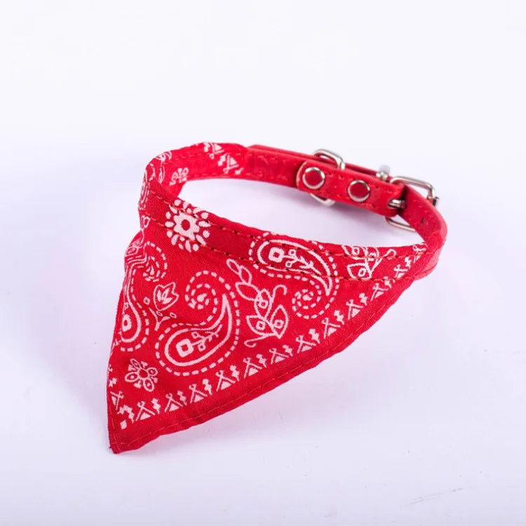 Bandana Scarf with Leather Collar, Adjustable Pet Accessories for Puppy and Cat