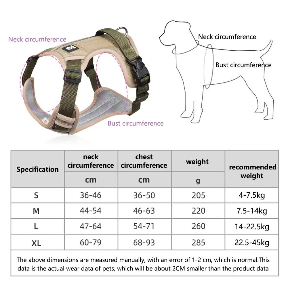 Labrador Collar Army Reflective Adjustable Harness