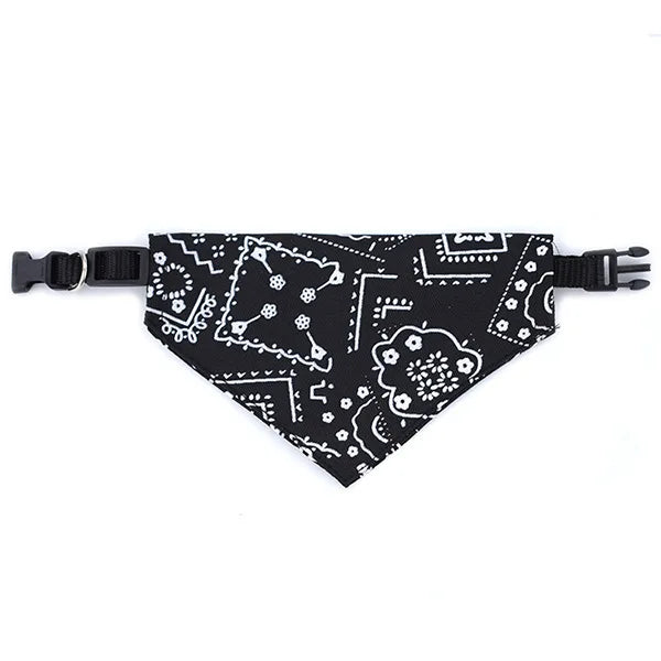 Bandana Scarf with Leather Collar, Adjustable Pet Accessories for Puppy and Cat