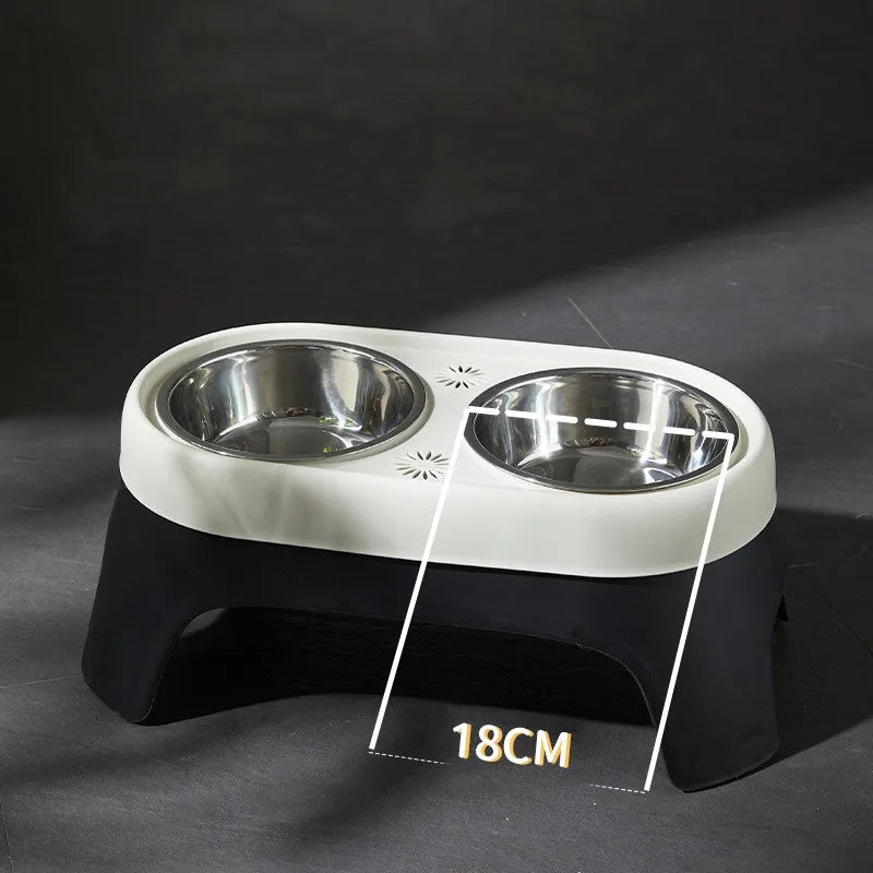 Stainless steel anti-fall elevated feeder with raised bowl for dogs and cats